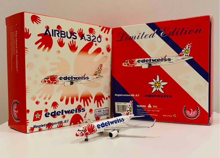 Phoenix Edelweiss Air Airbus A320 HB-JLT 1/400 Aircraft Scale Model