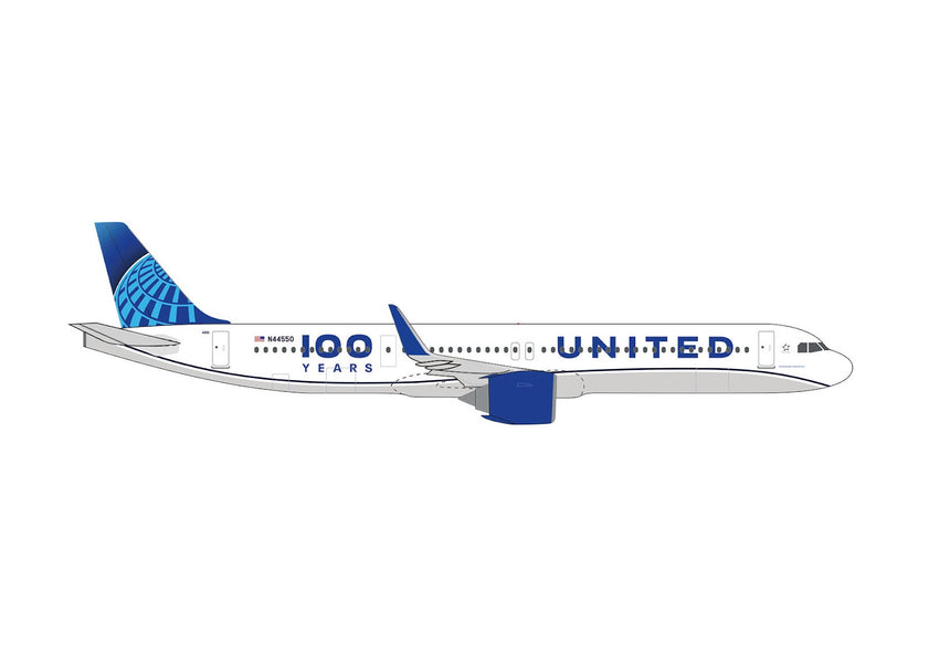 Herpa United Airlines Airbus A321neo "100 Years" 1/500 Aircraft Scale Model