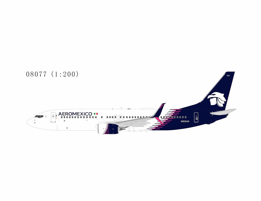 NG Models Aeromexico (new paint with scimitar winglets) Boeing 737-800 N958AM 1/200 Aircraft Scale Model