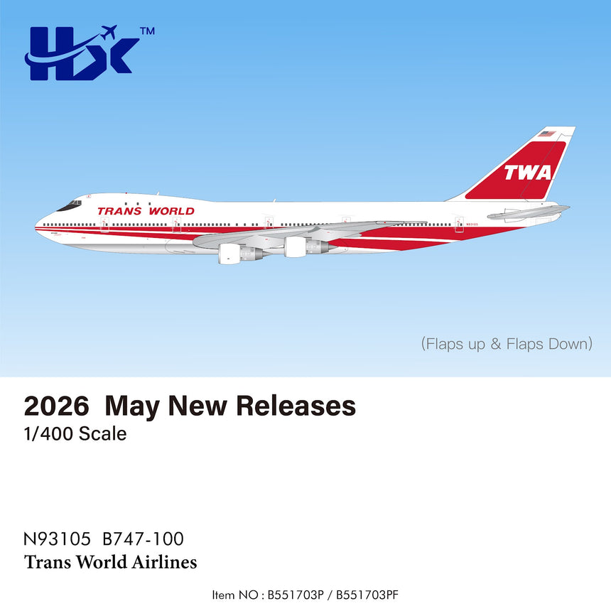 HX Models Trans World Airlines Boeing 747-100 N93105 1/400