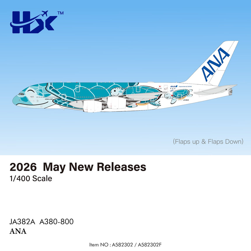 HX Models ANA Airbus A380 JA382A Flying Honu-Lani Green Turtle 1/400