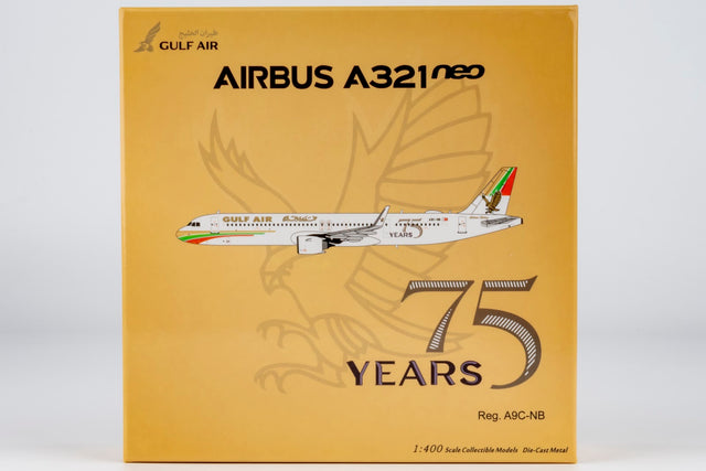 NG Models Gulf Air Airbus A321neo A9C-NB (75th Anniversary livery) 1/400 Aircraft Scale Model