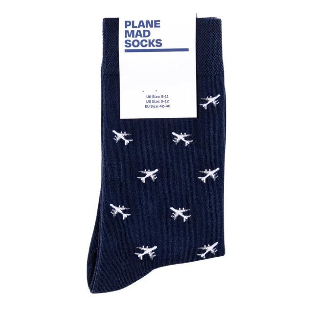 Plane Mad Socks - Funny Aeroplane Gift - 1 Pair, Size 8-11 UK and 42-46 EU