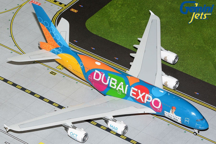 GeminiJets Emirates Airbus A380 A6-EEW Dubai Expo/Be Art Of The Magic 1/200 Aircraft Scale Model