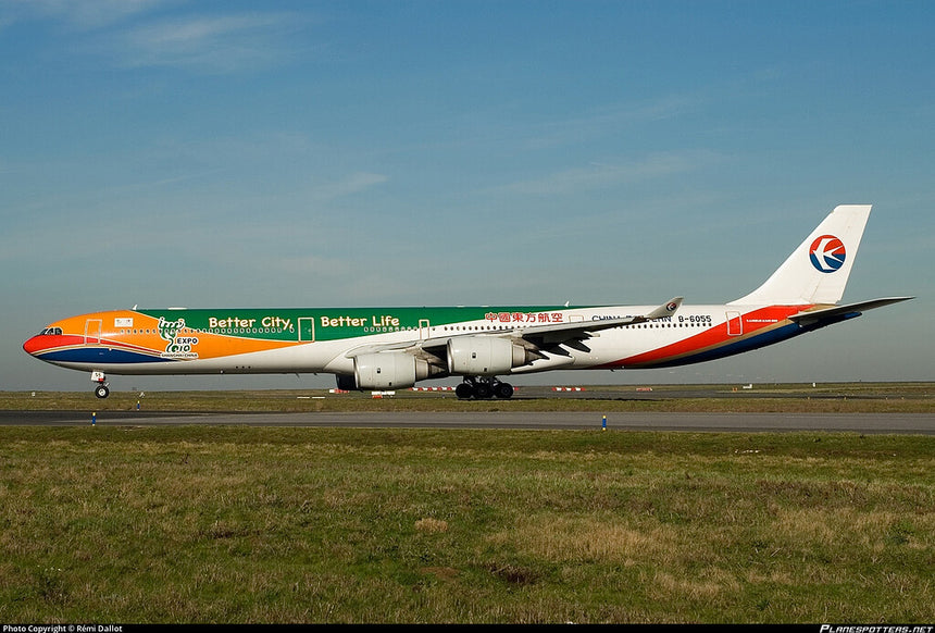 SQ Wings China Eastern Airlines "Expo 2010 Better City Better Life"/"Flaps Down" Airbus A340-600 B-6055 1/200 Aircraft Scale Model