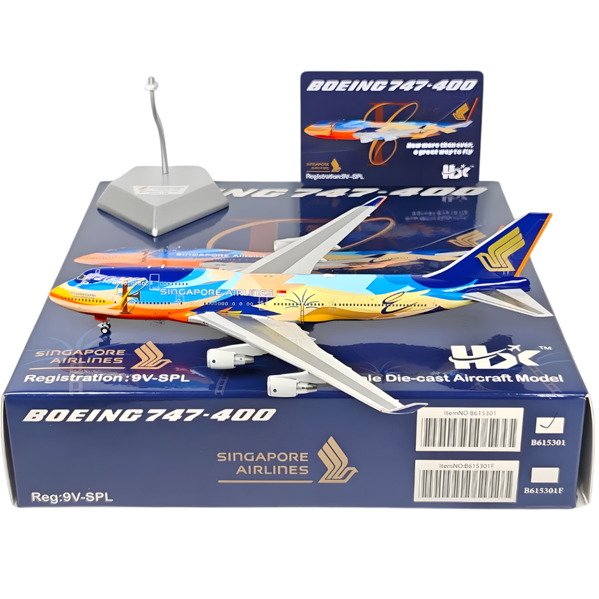 HX Models Singapore Airlines Boeing B747-400 9V-SPL "Tropical" Standard Version 1/400 Scale
