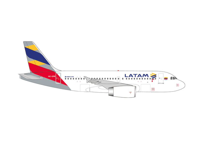 Herpa LATAM Airlines Ecuador Airbus A319 - Ecuador Flag livery 1/500 Aircraft Scale Model
