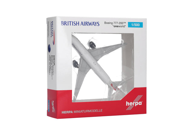 Herpa British Airways Boeing 777-200 "oneworld" – G-YMMU 1/500 Aircraft Scale Model