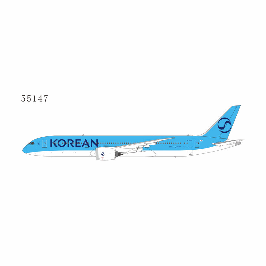 NG Models Korean Air (Korean Air's first 787-9 in 2025's livery) Boeing 787-9 Dreamliner HL8081 1/400 Aircraft Scale Model