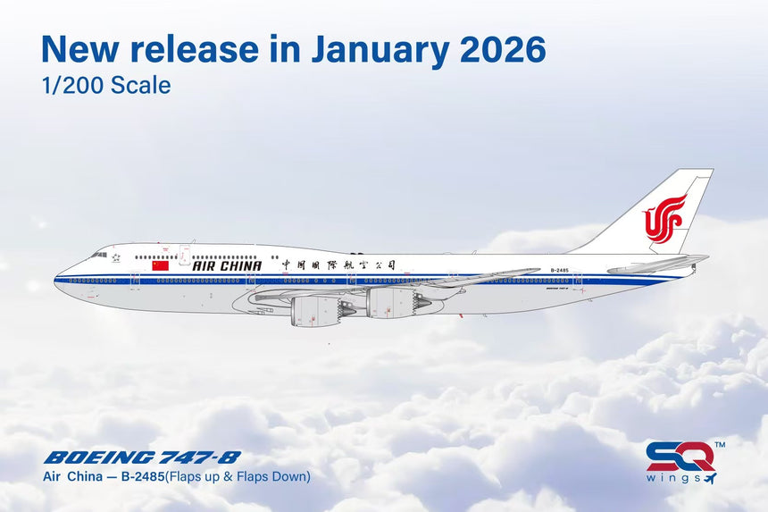 SQ Wings Air China Boeing B747-8 B-2485 1/200 Aircraft Scale Model