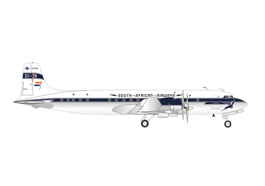 Herpa South African Airways Douglas DC-7B - with saddle fuel tanks – ZS-DKD "Dromedaris" 1/200 Aircraft Scale Model
