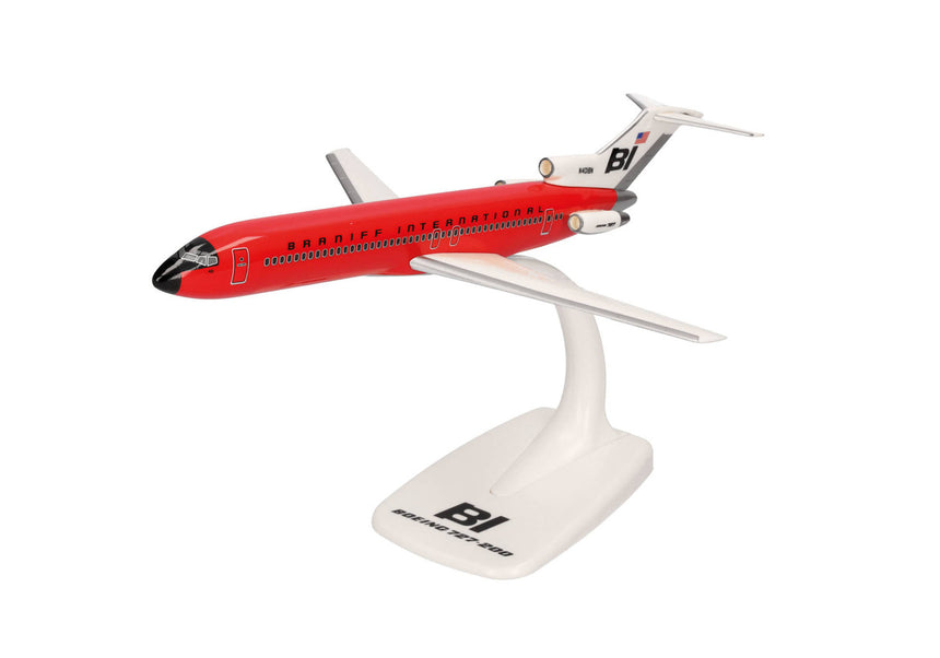 Herpa Snap Fit Braniff International Boeing 727-200 - Solid Red - N401BN 1/200 Scale