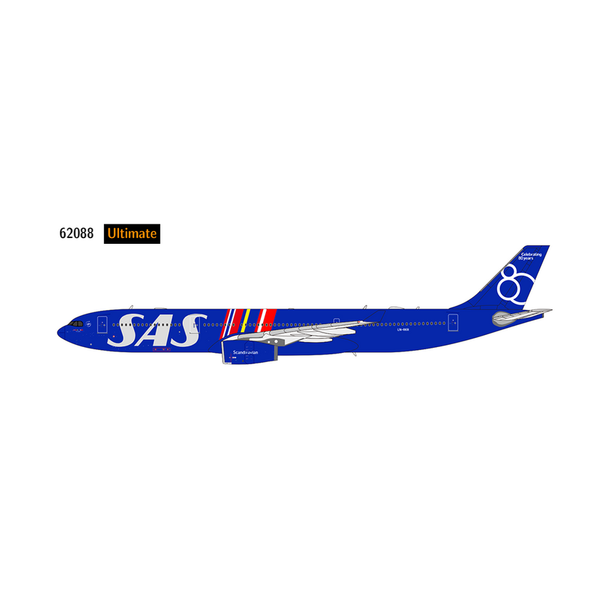NG Models SAS Scandinavian Airlines Airbus A330-300 LN-RKR Celebrating 80 Years Livery; (Ultimate) 1/400 Aircraft Scale Model