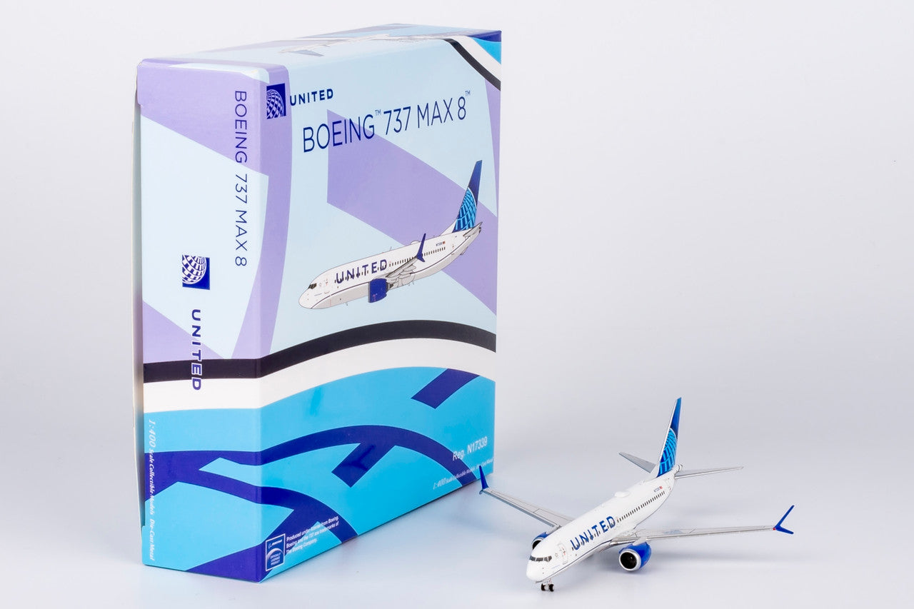 NG Models United Airlines Blue Evolution colors Boeing B737 MAX 8 N17339 1/400 Scale
