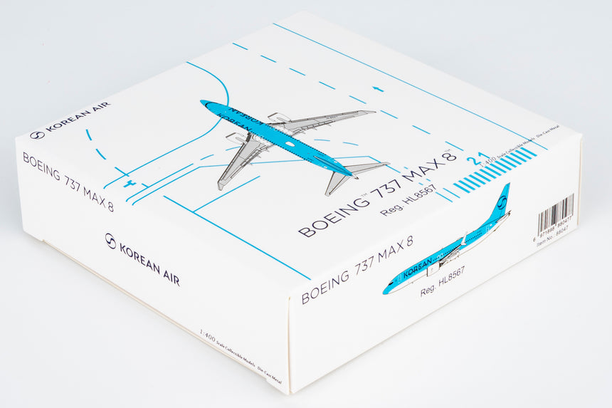 NG Models Korean Air Boeing 737 MAX 8 HL8567 (Korean Air's first 737-8 in 2025's new standard livery) 1/400 Aircraft Scale Model