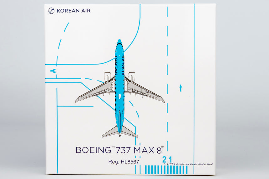 NG Models Korean Air Boeing 737 MAX 8 HL8567 (Korean Air's first 737-8 in 2025's new standard livery) 1/400 Aircraft Scale Model