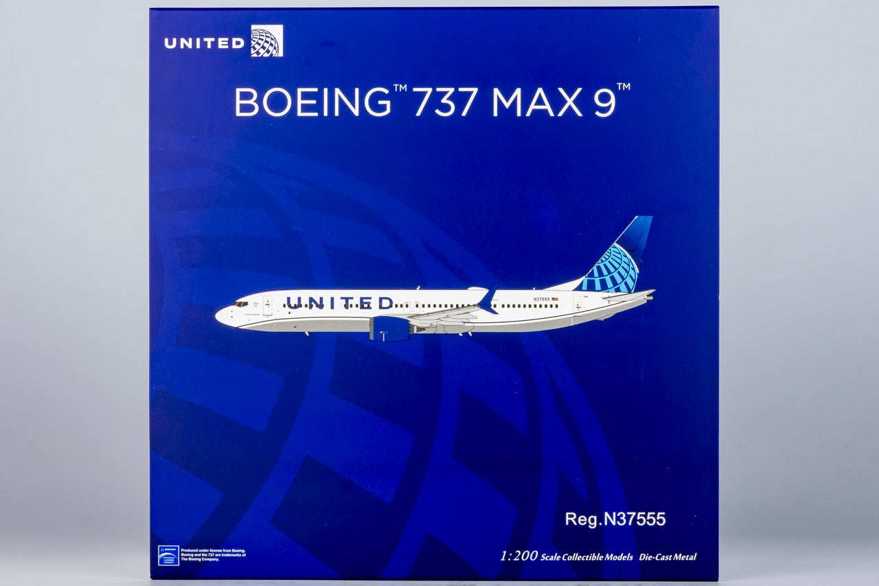 NG Models United Airlines Boeing 737 MAX 9 N37555(Blue Evolution livery; with metal stand) 1/200 Scale