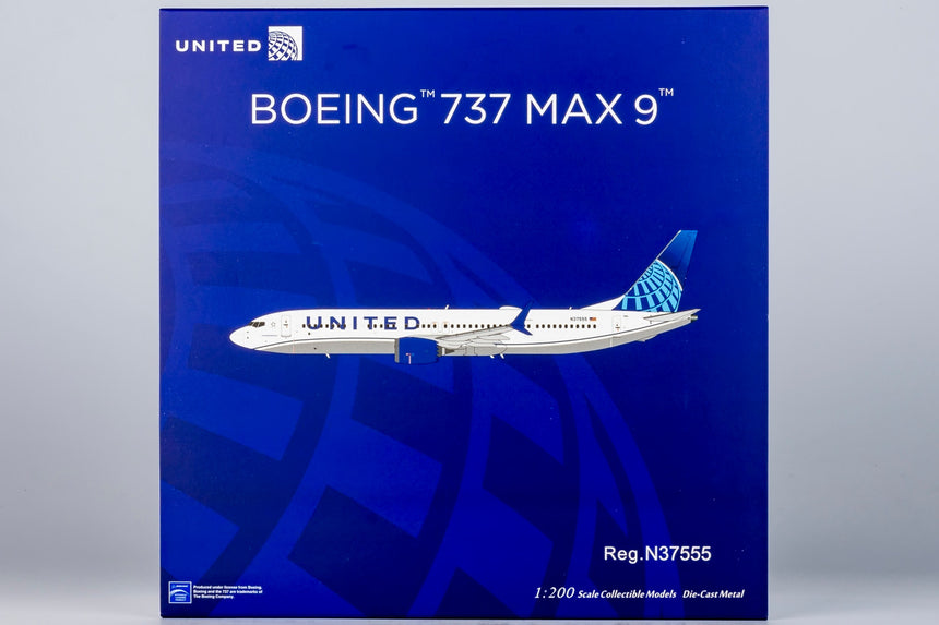 NG Models United Airlines Boeing 737 MAX 9 N37555(Blue Evolution livery; with metal stand) 1/200 Scale