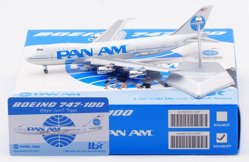 HX Models Pan Am Boeing B747-100 “Clipper JUAN T. TRIPPE” "N747PA Flaps-Down Version 1/400 Scale