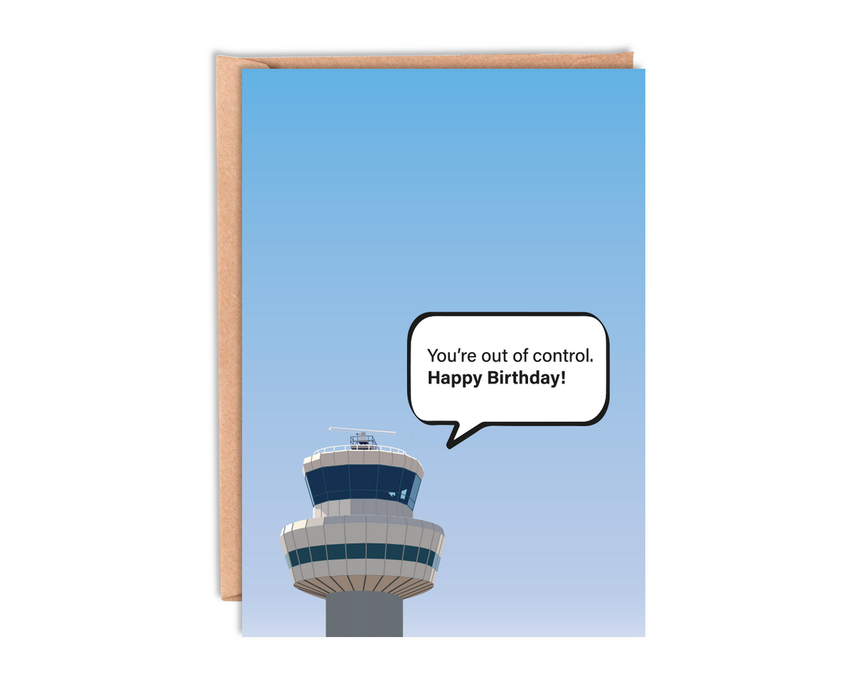 Airport Control Tower Birthday Card With Envelope
