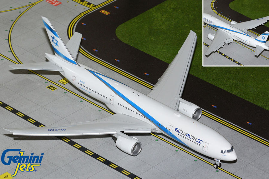 GeminiJets El Al Israel Airlines Boeing B777-200ER 4X-ECB (flaps down) 1/200 Scale