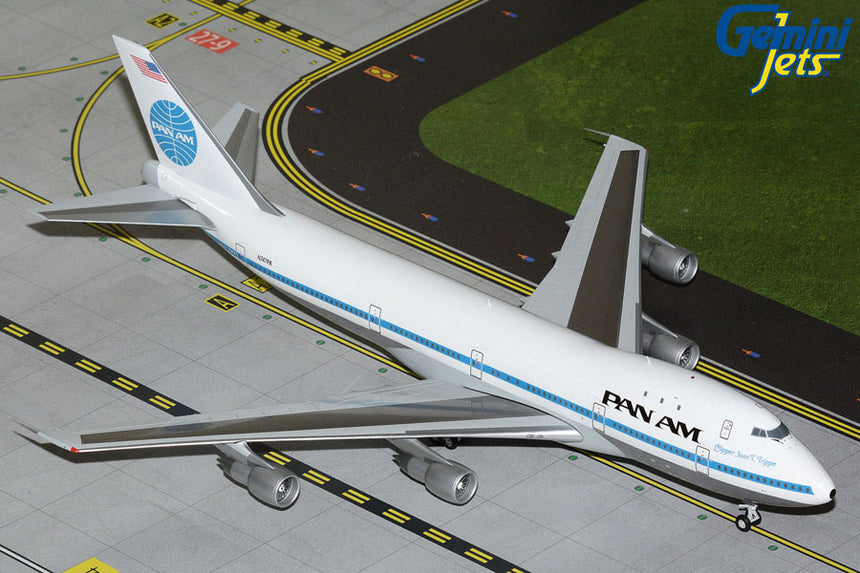 GeminiJets Pan Am Boeing B747-100 N747PA “Clipper Juan T. Trippe” (1970s livery; polished belly) 1/200 Aircraft Scale Model