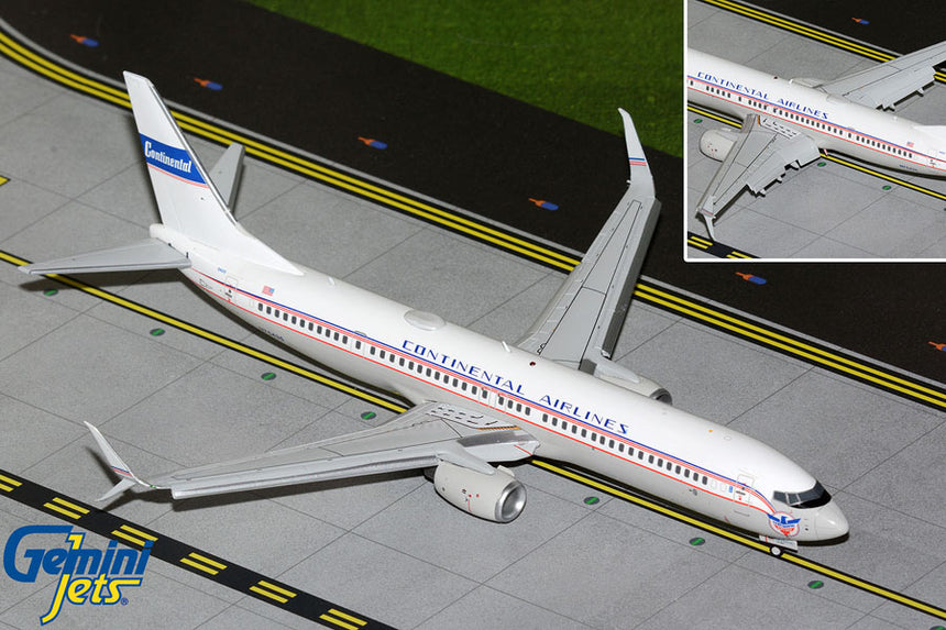 GeminiJets United Airlines Boeing B737-900ER N75435 “Continental” retro (flaps) (upgraded stand) 1/200 Scale