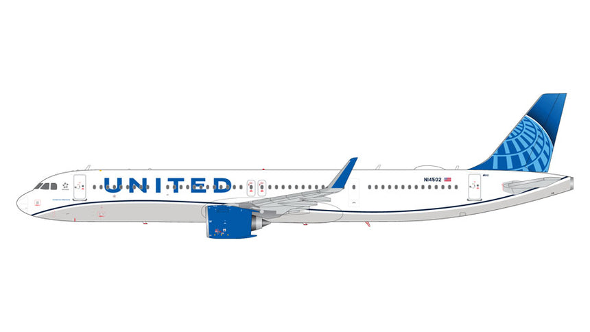 GeminiJets United Airlines Airbus A321neo N14502 (upgraded stand) 1/200 Aircraft Scale Model