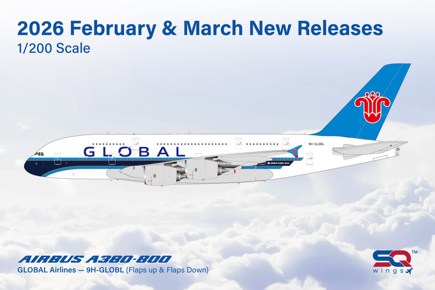 SQ Wings Global Airlines Airbus A380 9H-GLOBL 1/200 Aircraft Scale Model