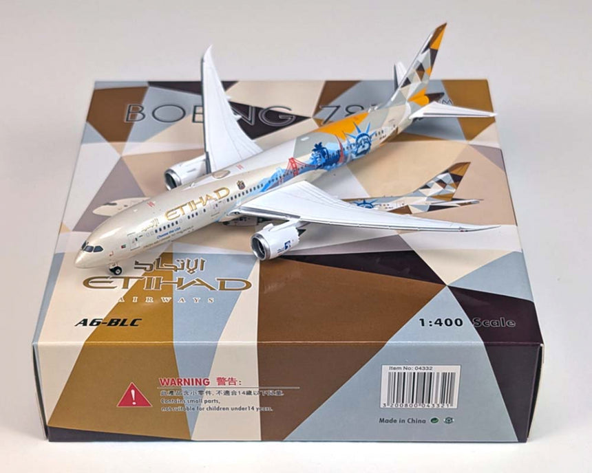 Phoenix Etihad Airways Boeing 787-9 'Choose the USA' A6-BLC 1/400 Aircraft Scale Model