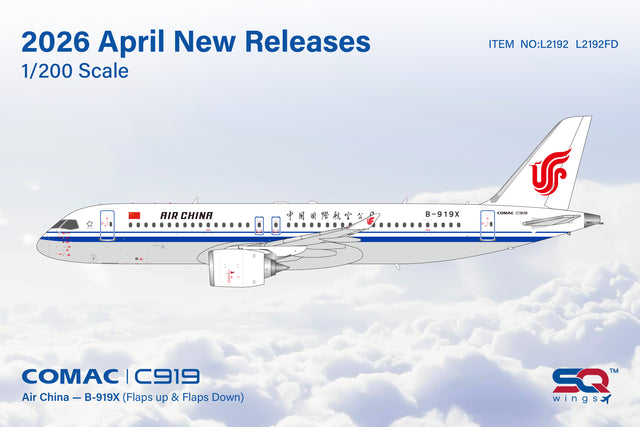 SQ Wings Air China COMAC C919 B-919X "Flaps Down" 1/200 Aircraft Scale Model