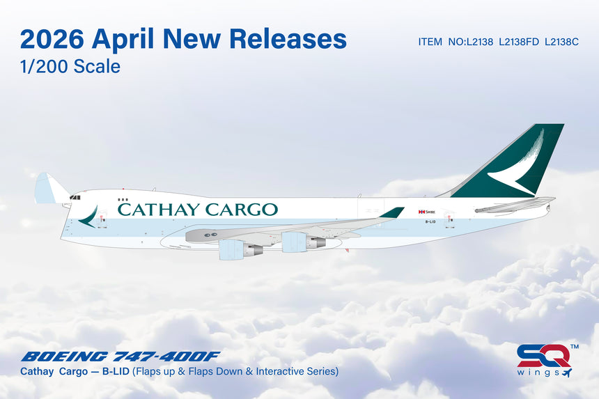 SQ Wings Cathay Pacific Boeing B747-400F B-LID "Interactive Series" 1/200 Aircraft Scale Model