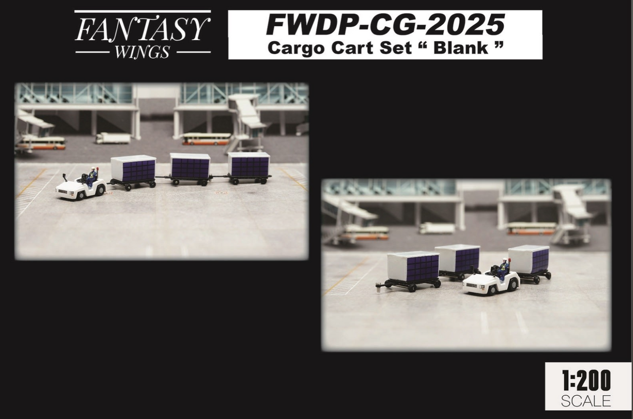 Fantasy Wings Cargo Cart Set With Driver and Containers 1/200 Scale