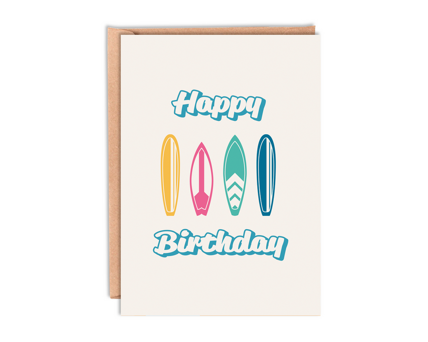Surfboard Birthday Card With Envelope