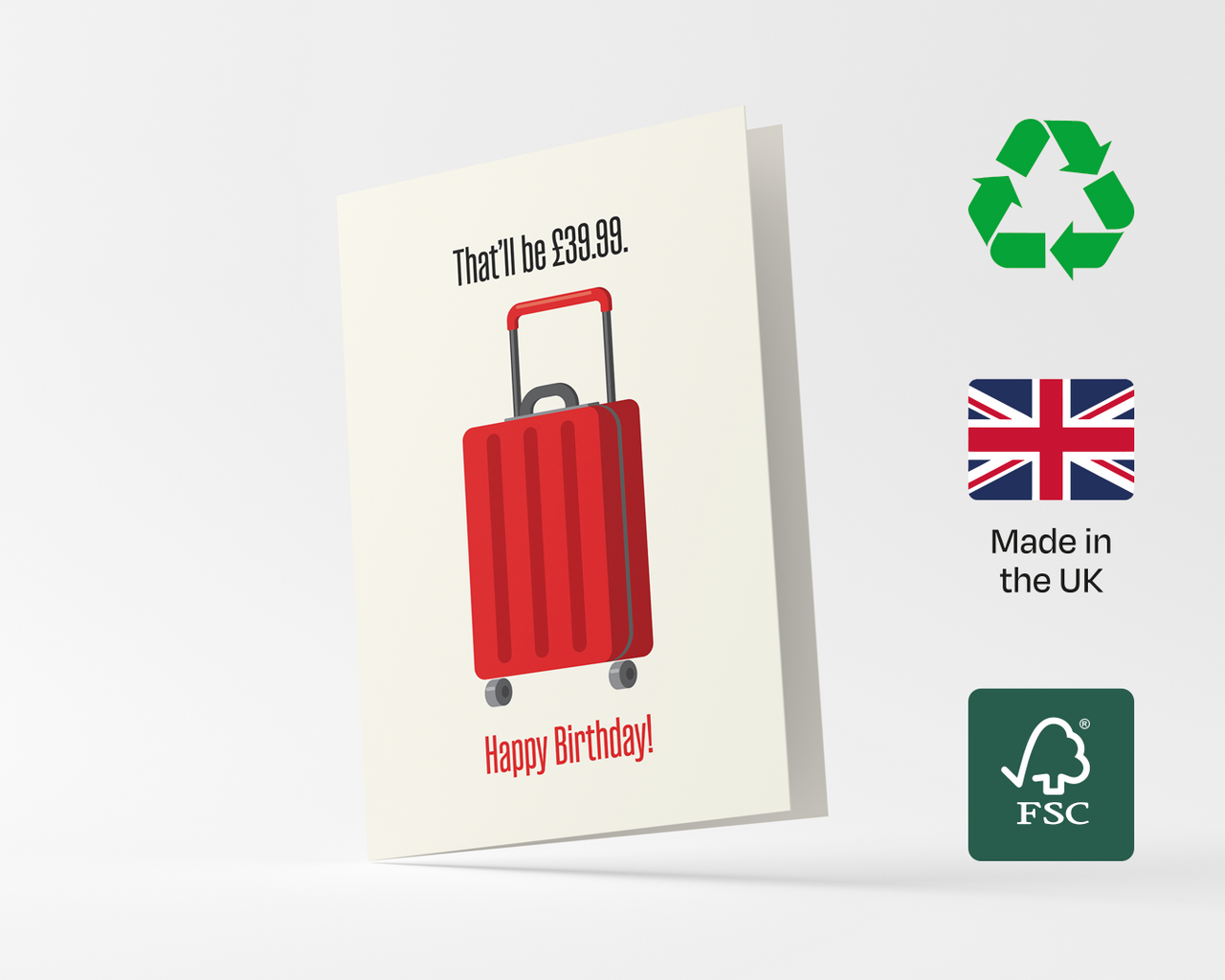 Suitcase Birthday Card With Envelope
