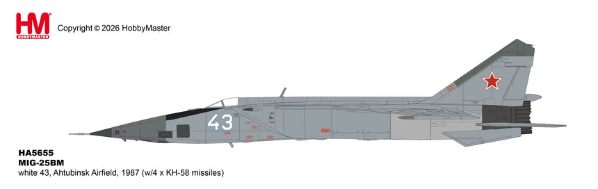 Hobby Master MIG-25BM white 43, Ahtubinsk Airfield, 1987 (w/4 x KH-58 missiles) 1/72 Aircraft Scale Model