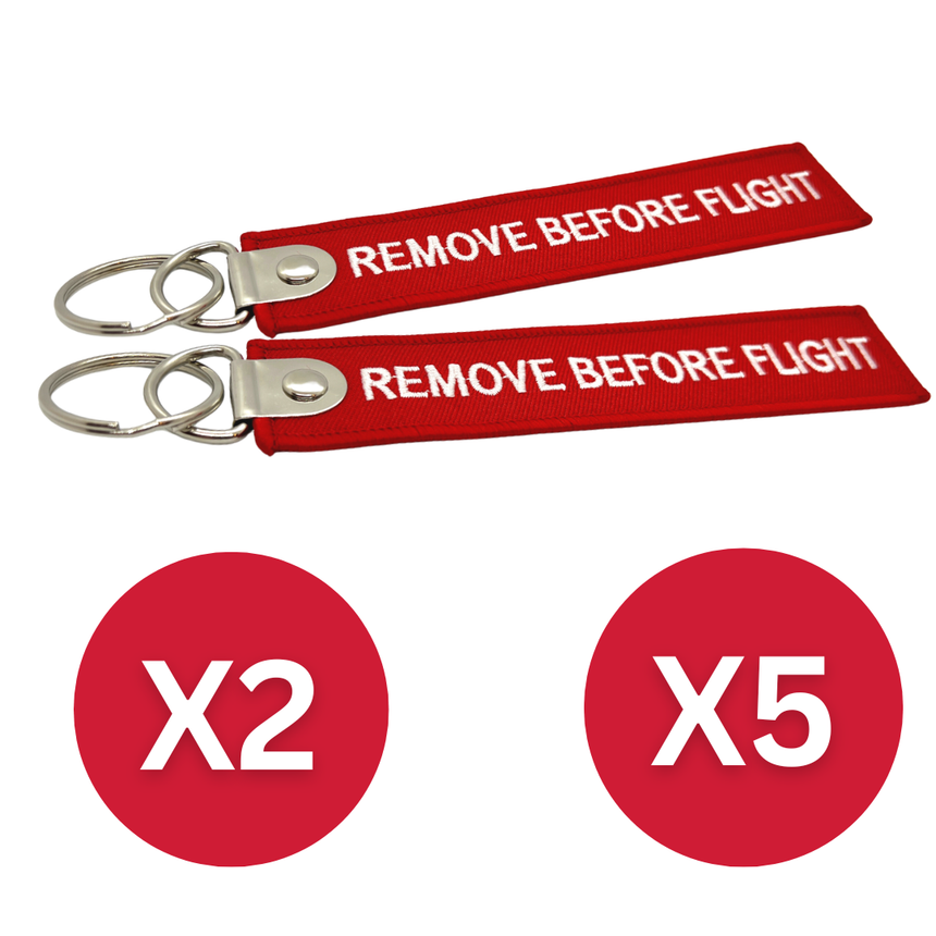The 'Remove Before Flight' Keychain Pack of 2 or 5