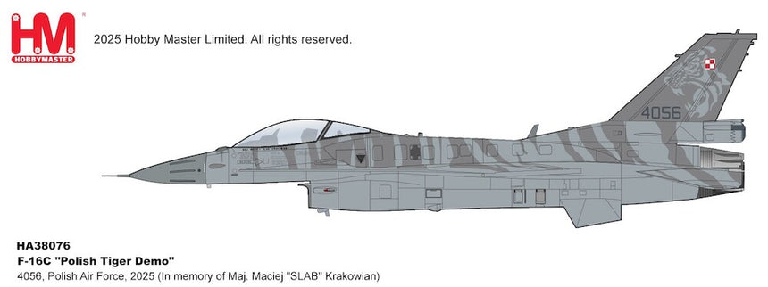 Hobby Master F-16C 'Maj. Maciej "SLAB" Krakowian' 4052, Polish Air Force, 2025 (HM will donate 10% to Krakowian's family) 1/72 Aircraft Scale Model