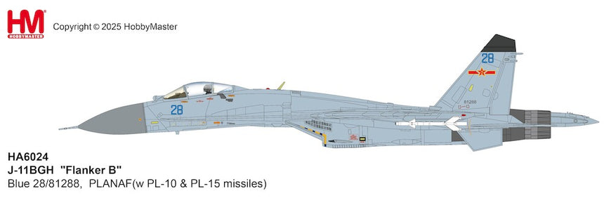 Hobby Master J-11BGH "Flanker B" Blue 28/81288, PLANAF (w PL-10 & PL-15 missiles) 1/72 Aircraft Scale Model