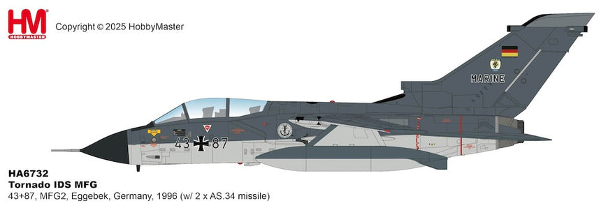 Hobby Master Tornado IDS MFG 43+87, MFG2, Eggebek, Germany, 1996 (w/ 2 x AS.34 missile) 1/72 Aircraft Scale Model