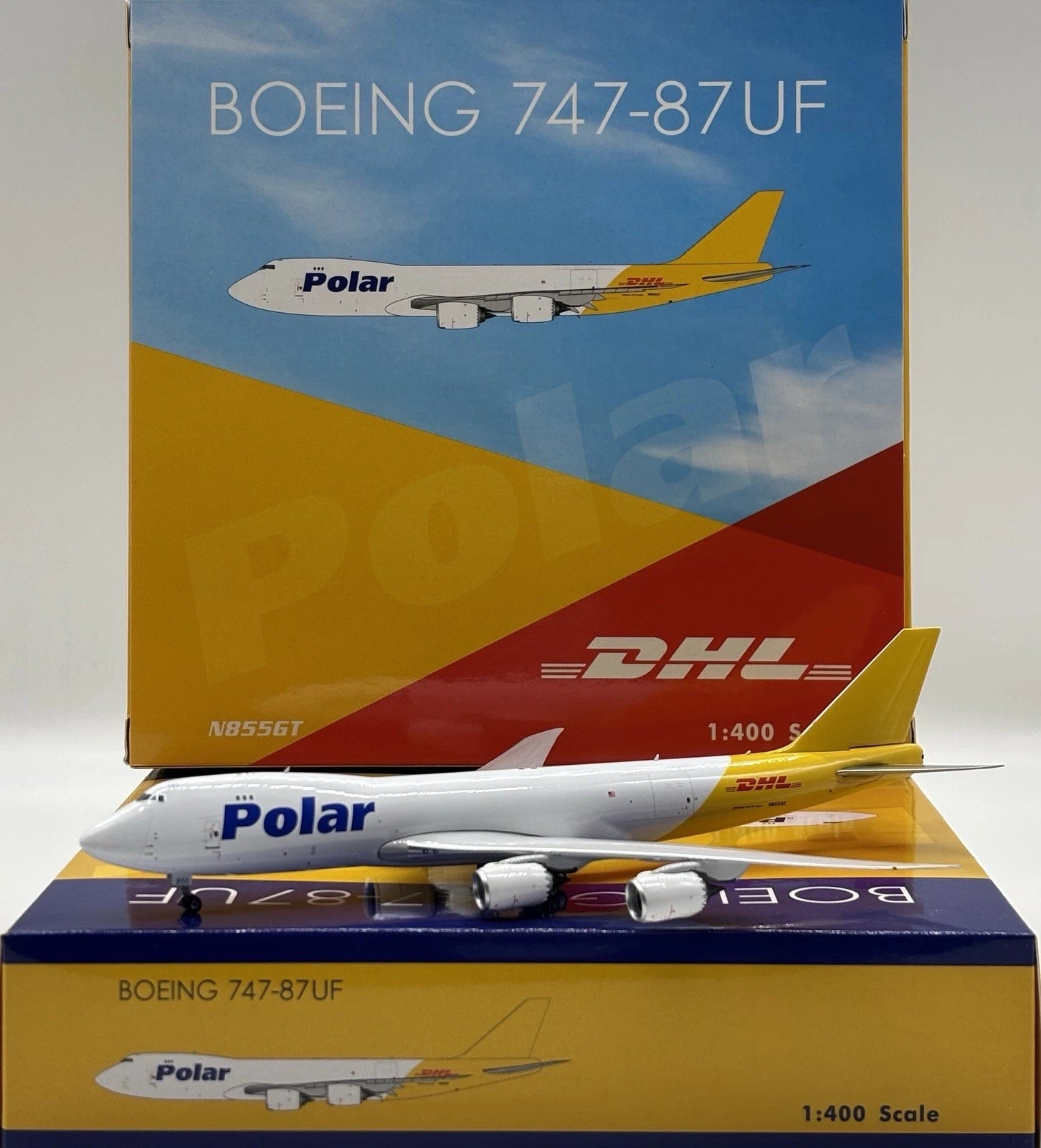 Phoenix DHL Polar Boeing 747-87UF N855GT 1/400 Aircraft Scale Model