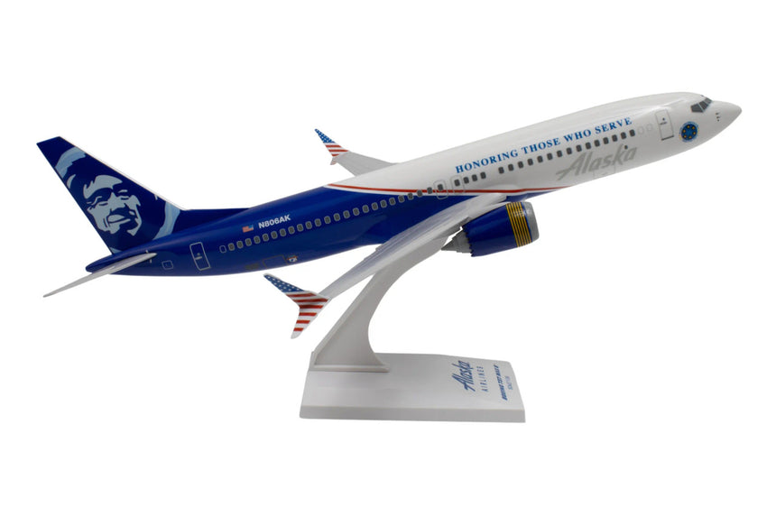 SkyMarks Alaska Airlines Boeing 737Max8 Veterans 1/130 Aircraft Scale Model