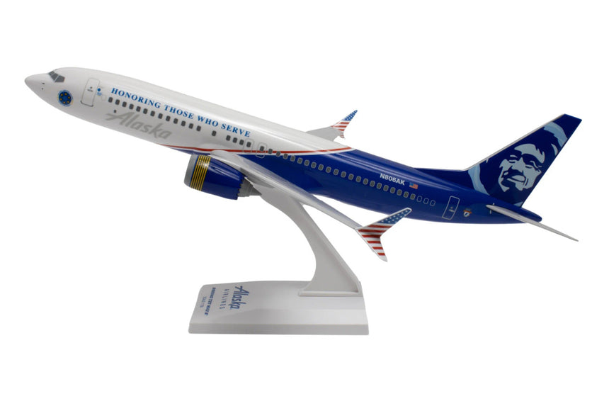 SkyMarks Alaska Airlines Boeing 737Max8 Veterans 1/130 Aircraft Scale Model