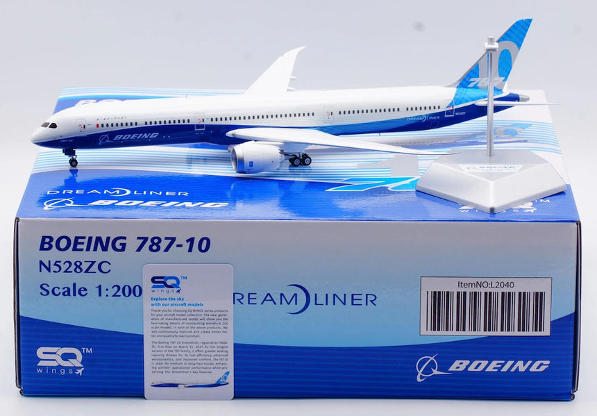 SQ Wings Boeing "House Color" Boeing B787-10 N528ZC 1/200 Scale