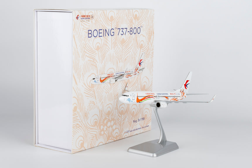NG Models China Eastern Airlines "Orange Peacock" livery Boeing 737-800/w B-1788 1/200 Aircraft Scale Model