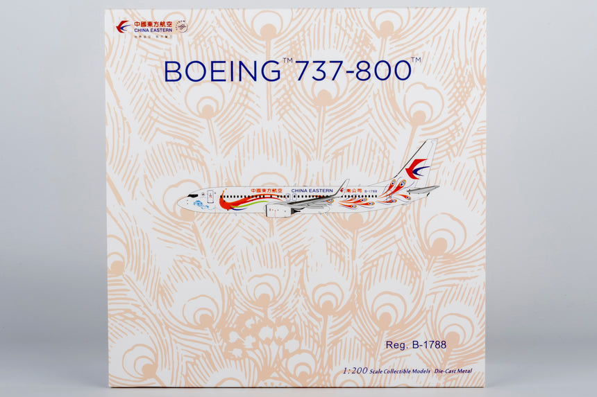 NG Models China Eastern Airlines "Orange Peacock" livery Boeing 737-800/w B-1788 1/200 Aircraft Scale Model