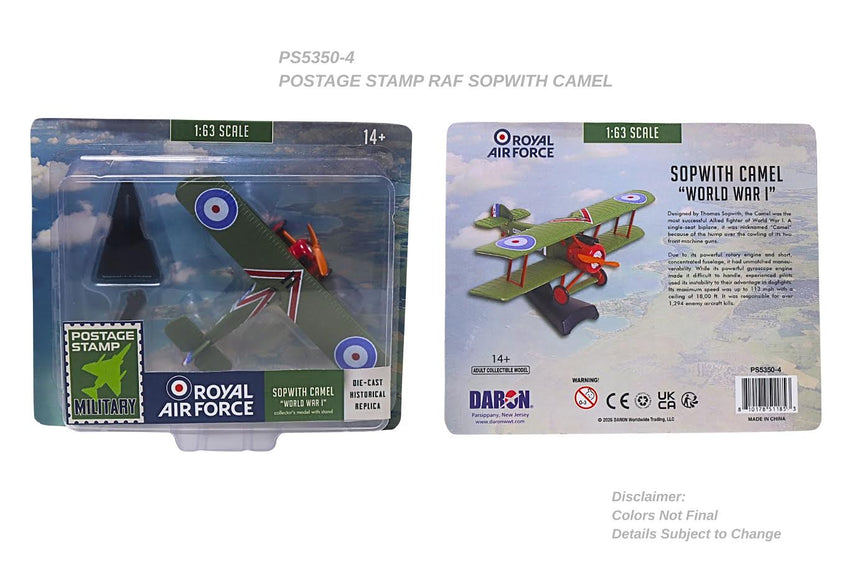 Postage Stamp Military RAF Sopwith Camel 1/63 Aircraft Scale Model
