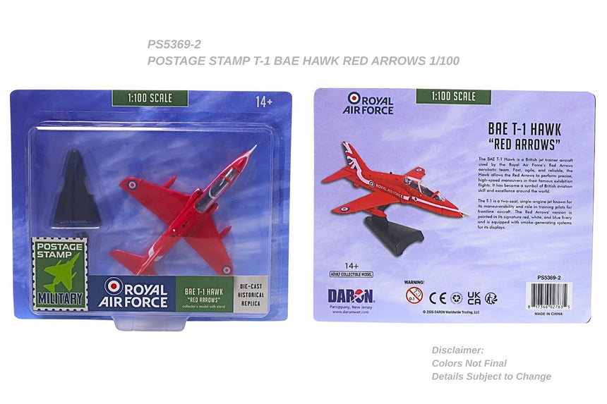 Postage Stamp Military RAF Red Arrows T-1 Bae Hawk 1/100 Aircraft Scale Model