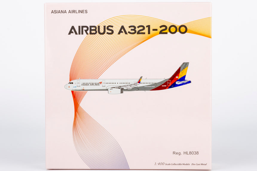 NG Models Asiana Airlines Airbus A321-200/w HL8038 1/400 Aircraft Scale Model