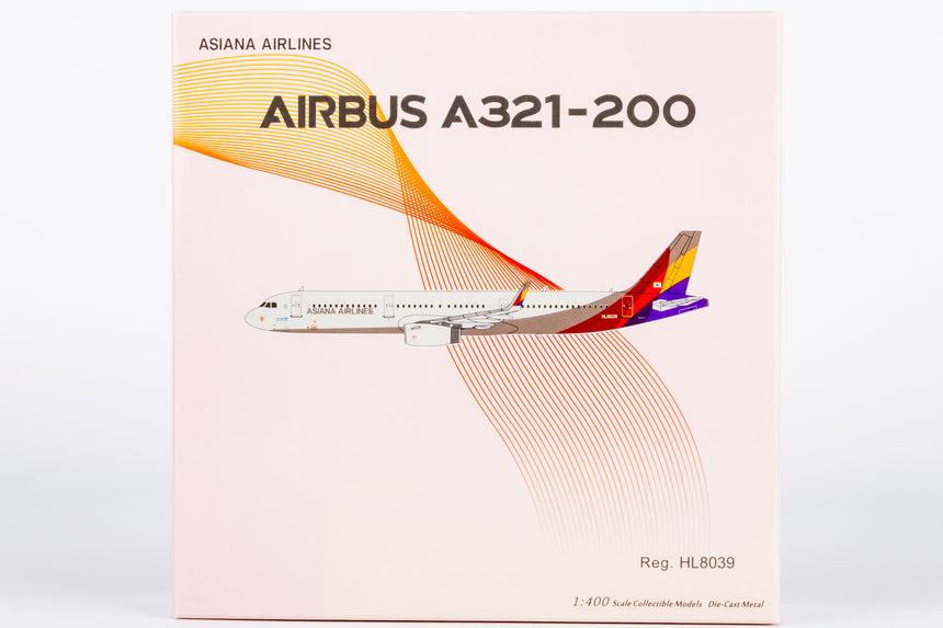 NG Models Asiana Airlines (new titles) Airbus A321-200/w HL8039 1/400 Aircraft Scale Model